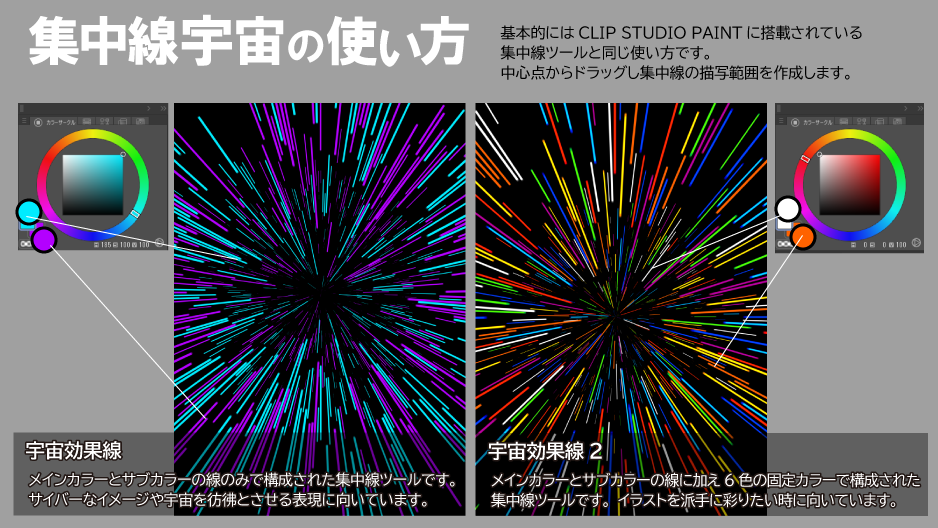 Clip Studio Paint用集中線ツール宇宙 イラストノウハウ